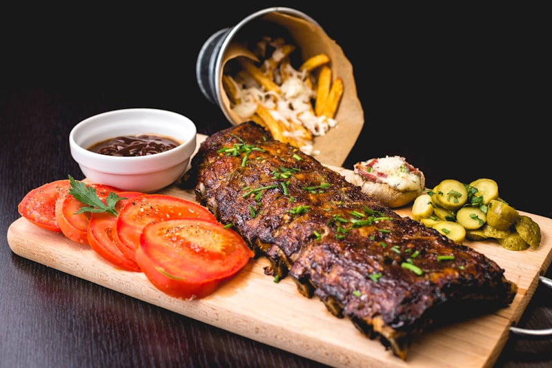 Bison steak over open flame